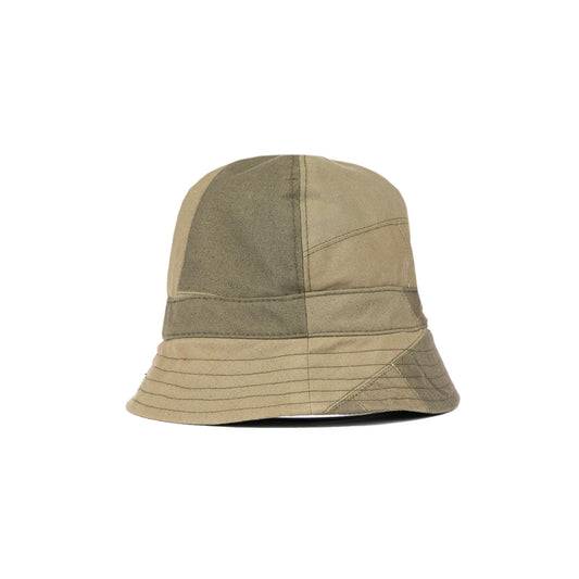 Vintage Patchwork Military Bucket Hat - Green
